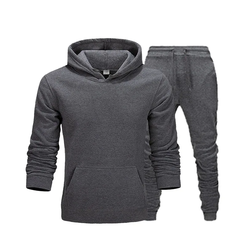 

New 2020 Brand Tracksuit Fashion Men Sportswear Two Piece Sets All Cotton Fleece Thick hoodie+Pants Sporting Suit Male