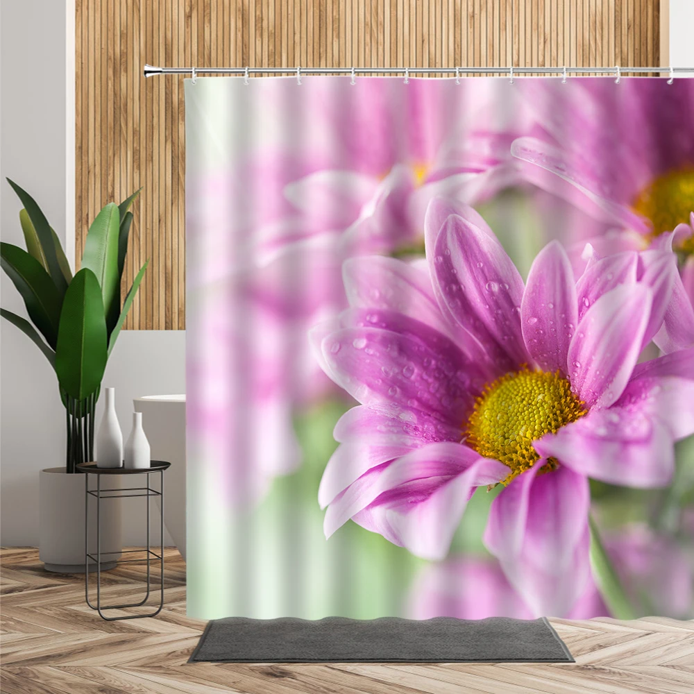 Водонепроницаемая занавеска для душа розовая шторка с изображением розового