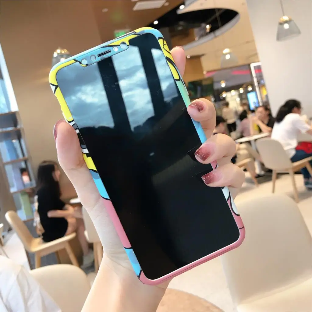 360 чехол с милым рисунком том Джерри для iPhone X, XR, XS, Max, 6, 6 S, 7, 8 Plus, 5, 5S, SE, тонкий жесткий чехол с изображением аниме i Phone Cat mouse, стекло