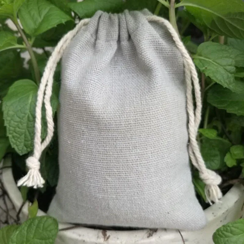 

Gray Cotton Gift Pouches 8x10cm 9x12cm 10x15cm 13x17cm pack of 50 Jewelry Logo Sack Makeup Jewelry Drawstring Bags