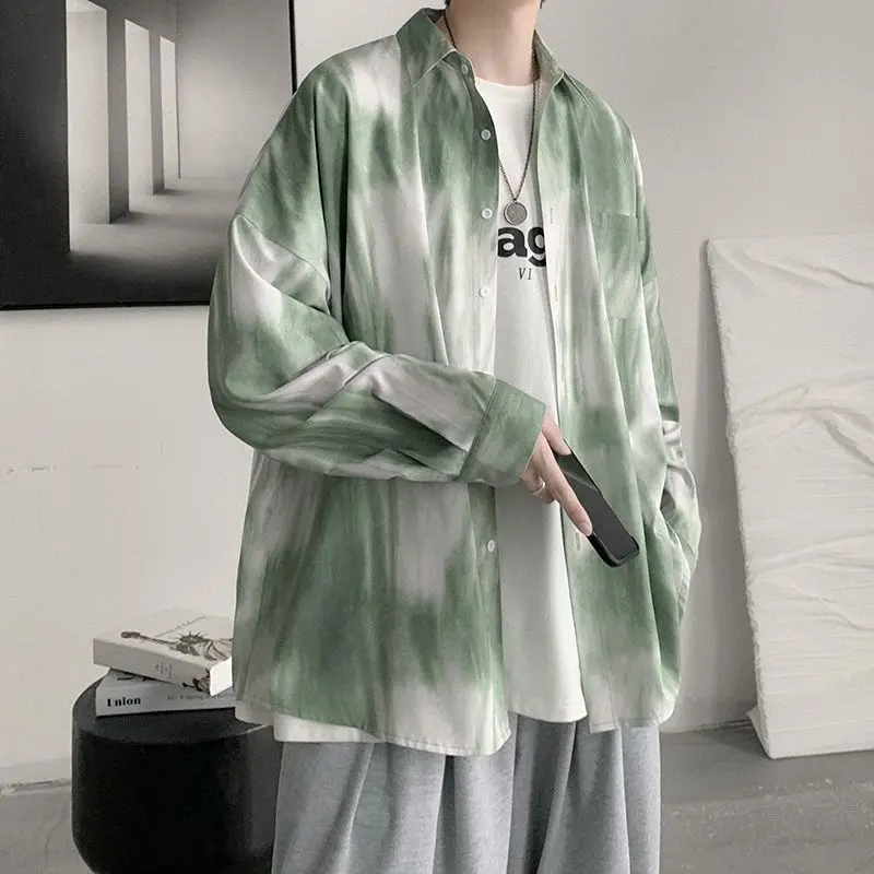 Рубашка с геометрическим принтом мужские топы jk блузки в стиле Харадзюку