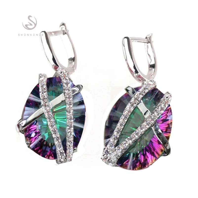 

Роскошные модные большие серьги Fleure Esme, свадебные вечерние женские серьги розового и оливкового цвета с радужным кубическим цирконием и ро...