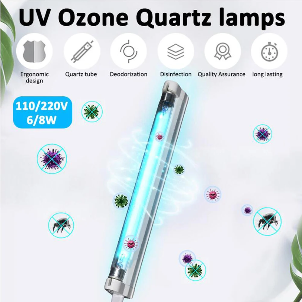 110V 220V LED Germicidal Light 6W 8W T5 Tube UVC Sterilizer Kill Dust Mite Eliminator UV Ozone Disinfection Lamp Quartz | Лампы и