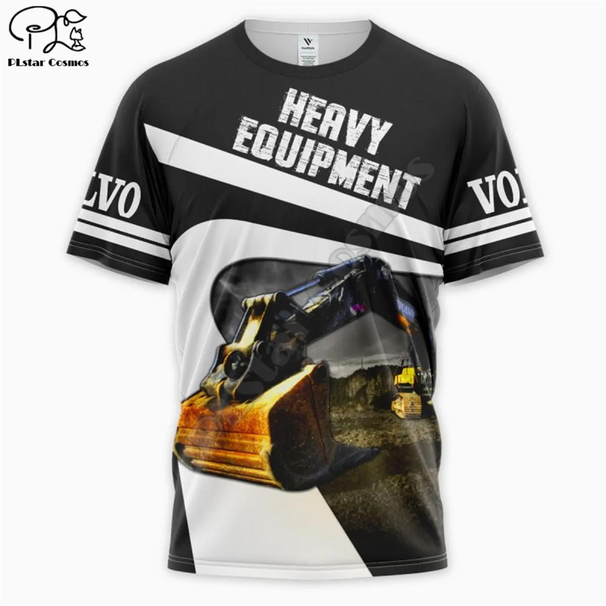 

Лето 2020, модная футболка для мужчин и женщин с тяжелым оборудованием, футболка с объемным изображением кошки и экскаватора, футболка с корот...