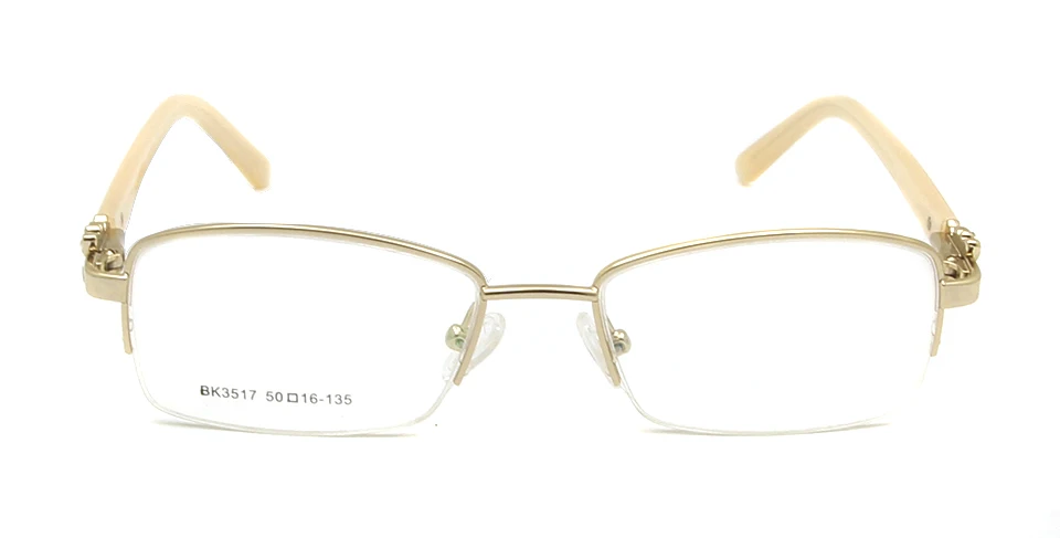 Rhinestone Women'S Eyeglasses Frame With Diamonds Golden Women Half Rim Metal Optical Frame Alloy Woman Square Glasses