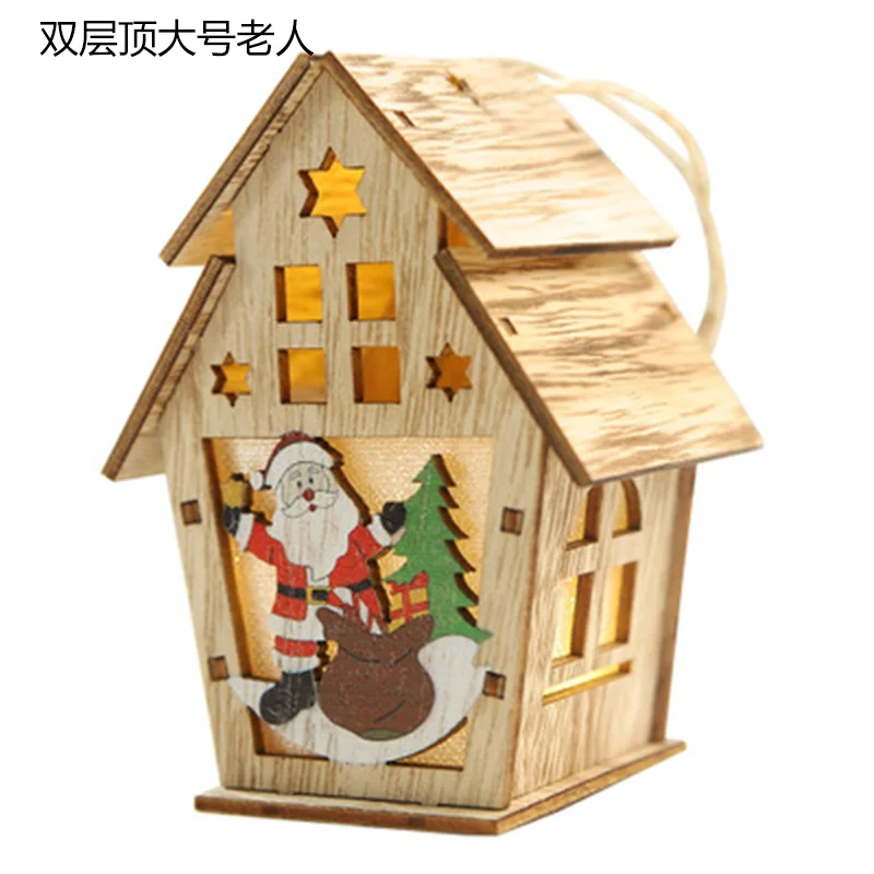 Double Santa L Красочный светодиодный декоративный светильник s Новогодняя Рождественская елка Подвесные Украшения Снеговик светильник Санта Клаус вечерние принадлежности, домашний декор - Цвет: Double Santa L