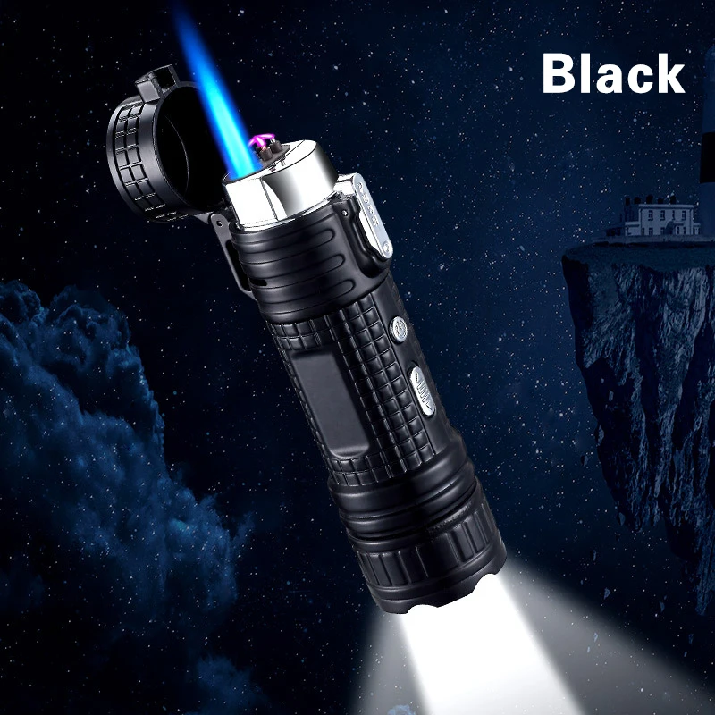 

Unusual Lighters 3 In 1 Torch Cigar Lighter Multifunction Windproof Jet Flame Electric Arc Pulse Lighter with LED Flashlight