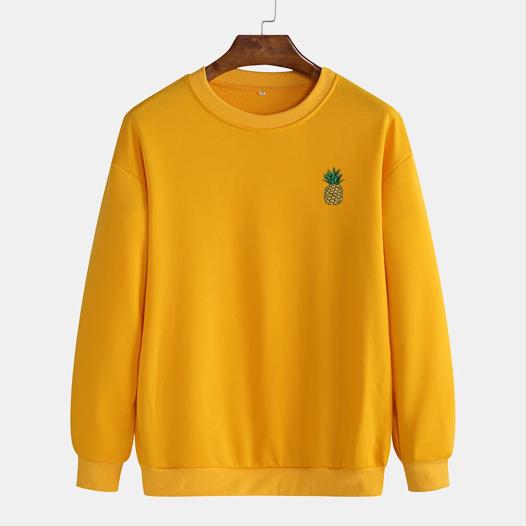 Осенне зимняя простая Толстовка с принтом ананаса Мужская универсальная без