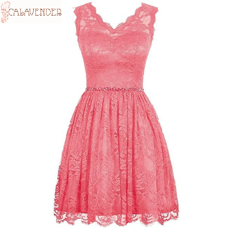 

Кружевные платья подружки невесты с v-образным вырезом, а-силуэта, короткие платья подружки невесты с бисером на талии, кружевные свадебные платья для гостей на осень