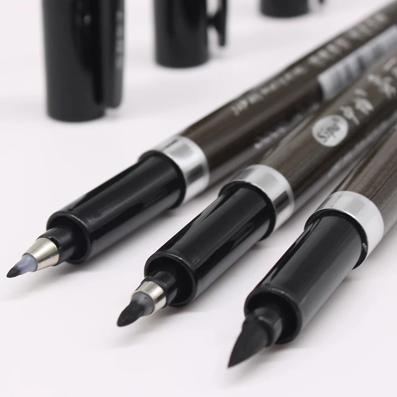 EZONE 3PCS Multifunction Brush Pen Calligraphy Markers Art Writing Office School Supplies Stationery Student | Канцтовары для офиса