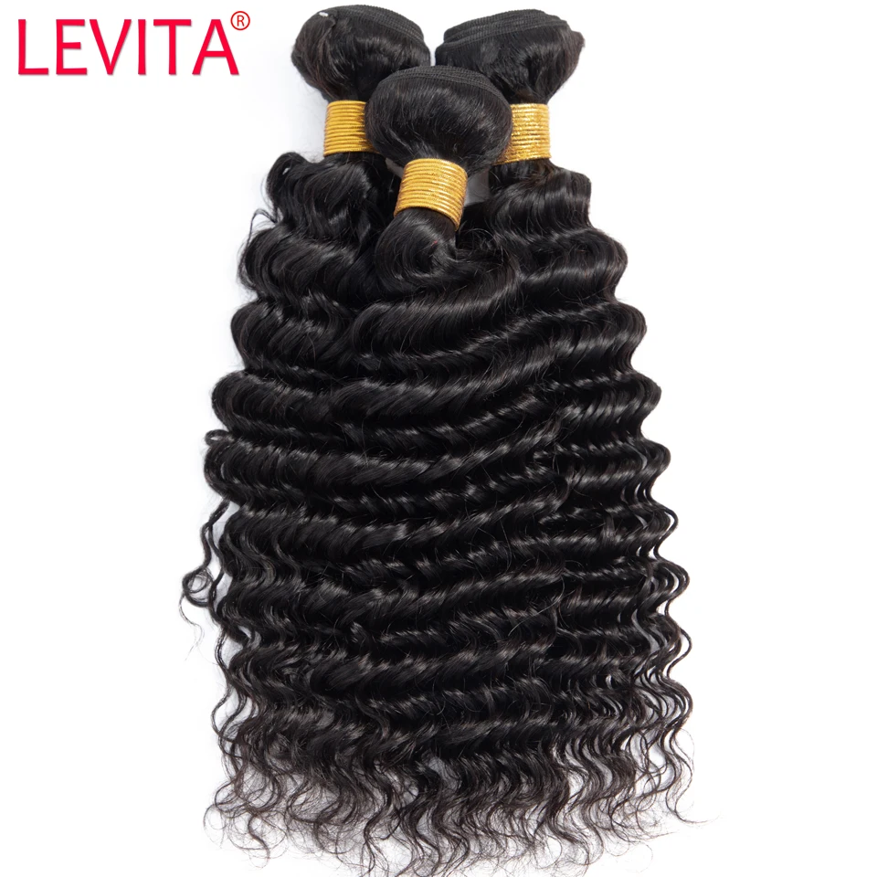 LEVITA глубокая волна пряди с закрытием 100% человеческие волосы не remy для