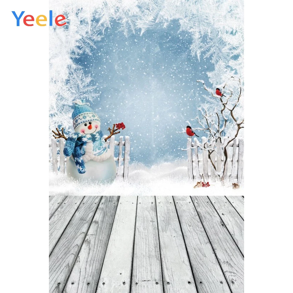 

Yeele Winter Snow Snowman Snowflake Wooden Fence Baby Portrait Christmas Backdrop Vinyl Photography Background For Photo Studio