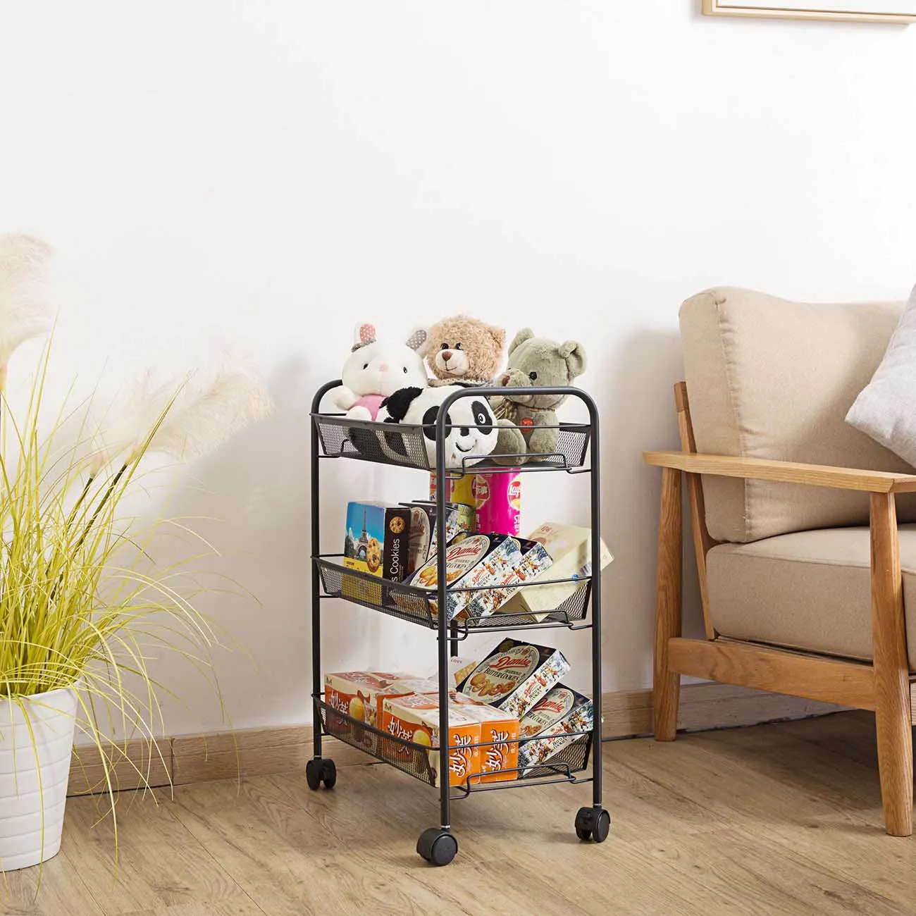 Съемная полка из кованого железа кухонная Многоуровневая тележка напольная для