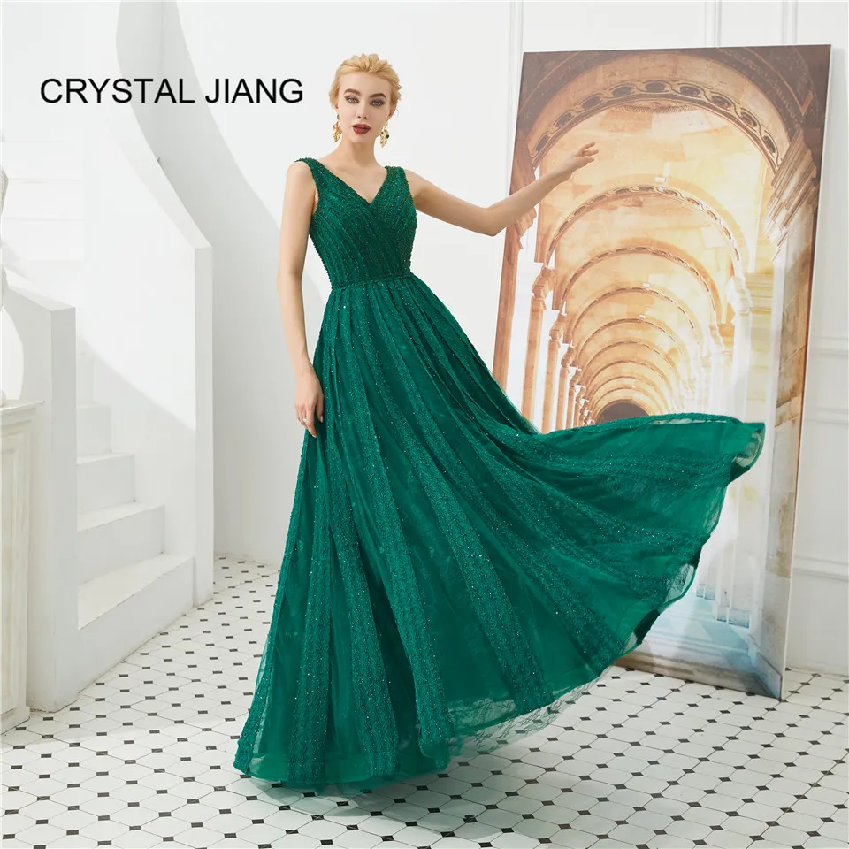 Robe De Soiree сексуальное зеленое кружевное вечернее платье с v-образным вырезом