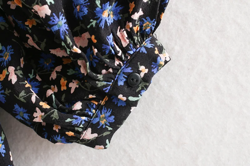 Женское мини платье осень 2019 Новое поступление цветочные принты v образным