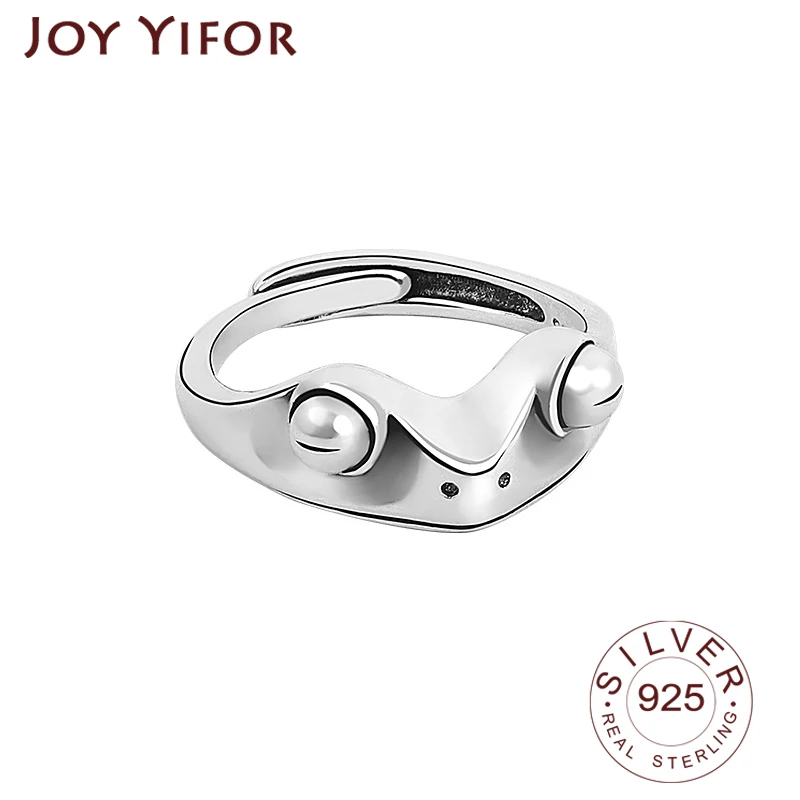 

925 Sterling Silver New Simple Design Frog Shape Gold Color Rings Retro Distressed Opening Handmade Ring Fashion Fine Jewelry