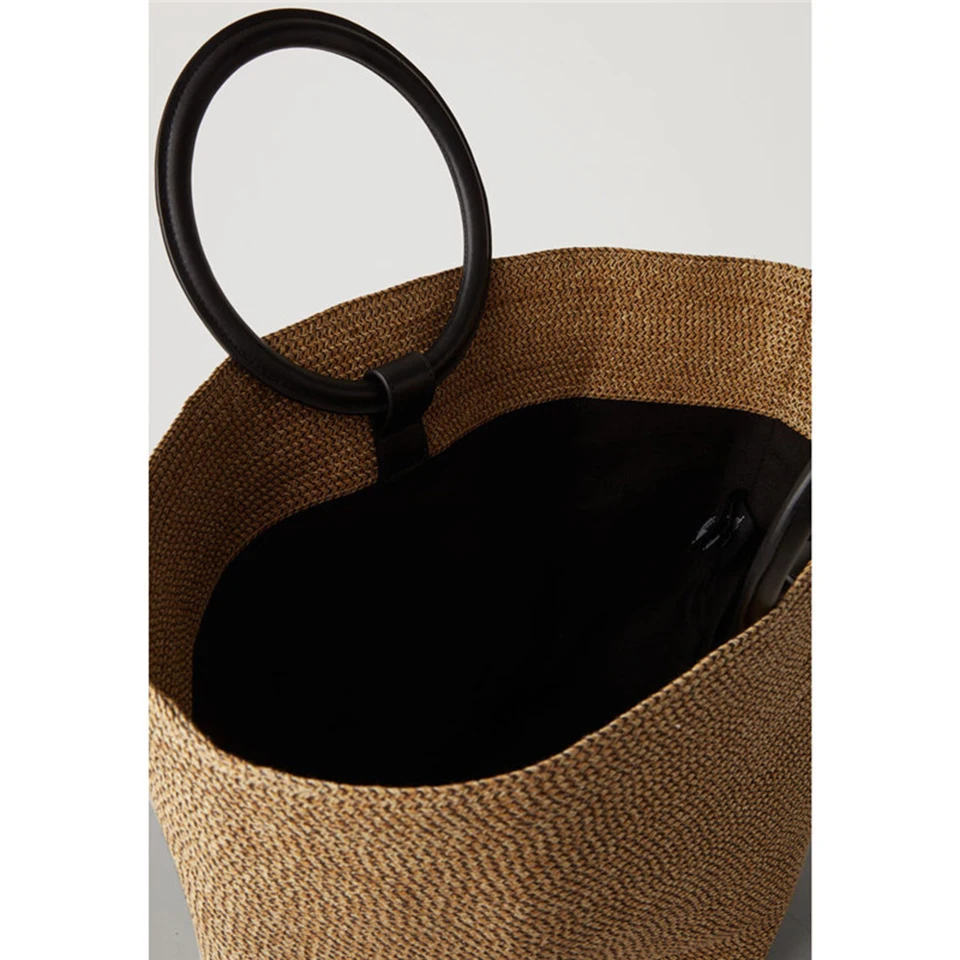 

Large Capacity Solid Color Straw Bag 2020 Women Handbag Bohemian Summer Beach Bags Lady Tote Handmade Rattan Female Travel Purse