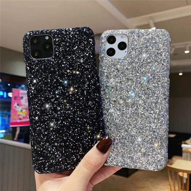 

Phone Case For iPhone 11 Pro Max XR X XS Max Bling Glitter Shining Flash case Hard Back cover For iPhone5 5S SE 6 7 8 Plus Funda