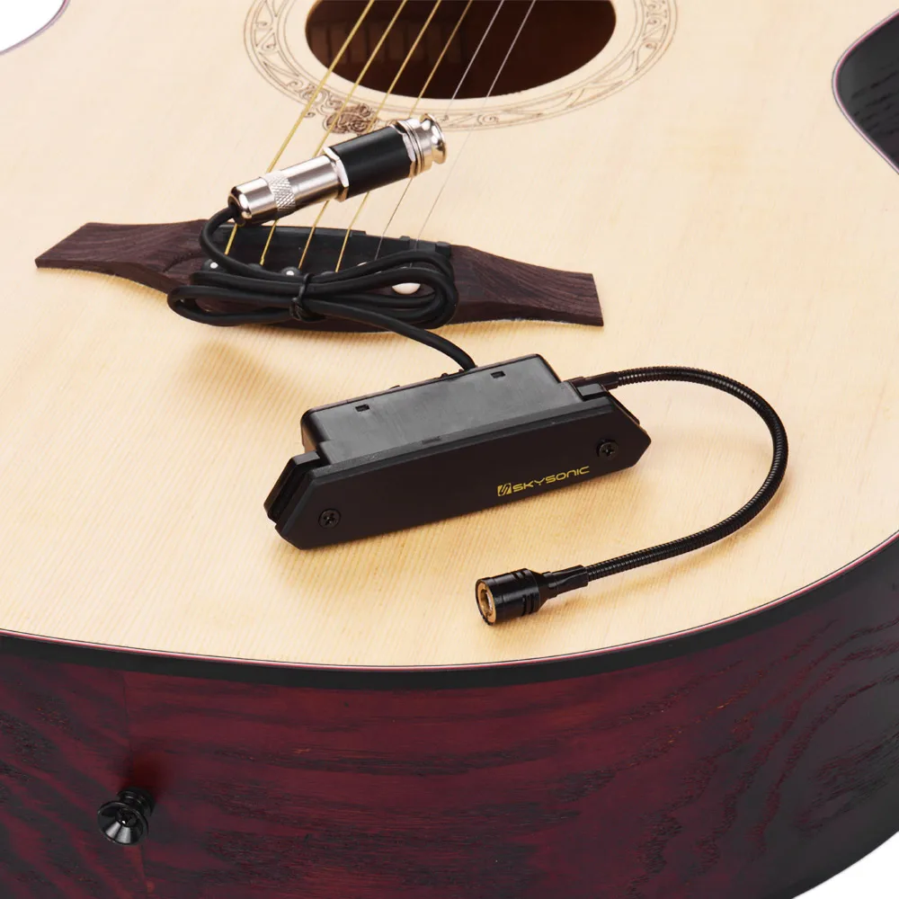 

SKYSONIC T-902 акустической гитары Active Soundhole Пикап магнитный + микрофон двойной звукосниматель для систем для классические народные Гитары черный