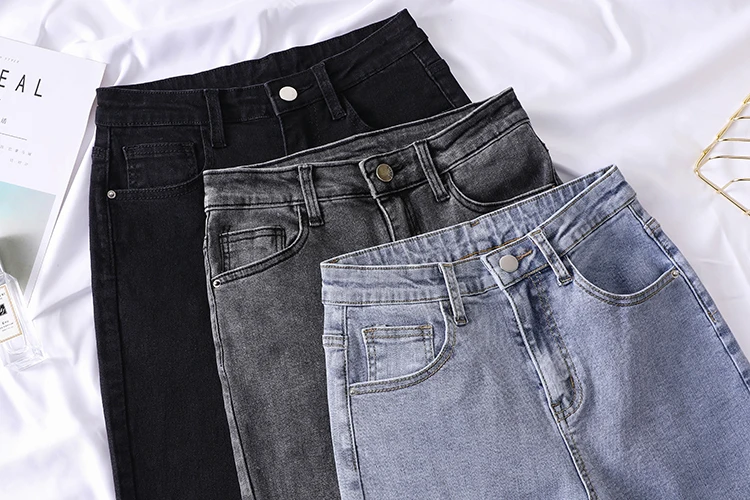

Women's jeans 2020 summer new high waist shorts tight net red cycling pants shorts black denim five-point pants