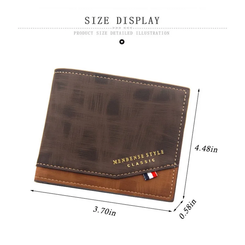 

Fashion Men's Wallet Money Bag Solid Color Leather Business Short Wallet Famous Vintage Multi-card Soft Purse Coin Bag