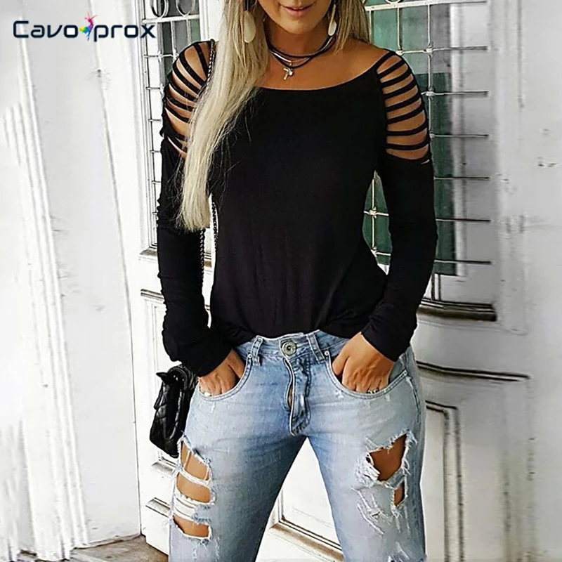Женская футболка с леопардовым принтом черная длинным рукавом Повседневная