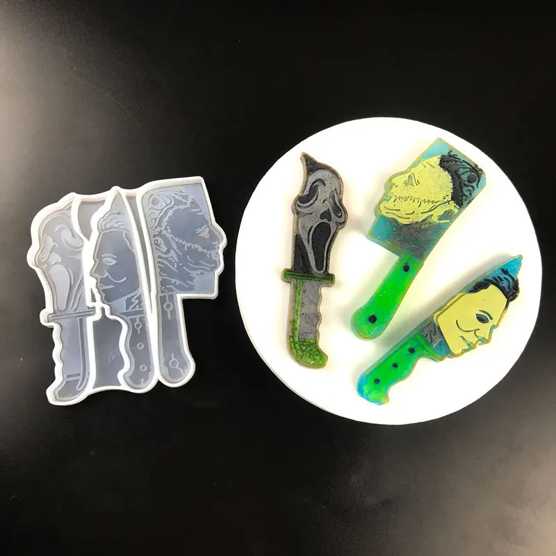 3 In 1 Horror Scream Knife Resin Mold Epoxy Dagger Shape Silicone Mould DIY Crafts Jewelry Making Casting | Дом и сад