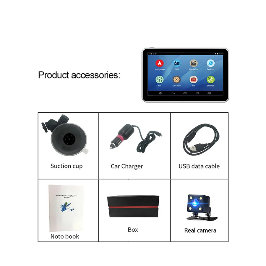 with rear camera Anfilite 7 дюймов емкостный Android Автомобильный gps навигатор четырехъядерный 16 ГБ Автомобильный DVR видеорегистратор две камеры 1080P Запись бесплатные карты - Размер экрана, дюймов: with rear camera