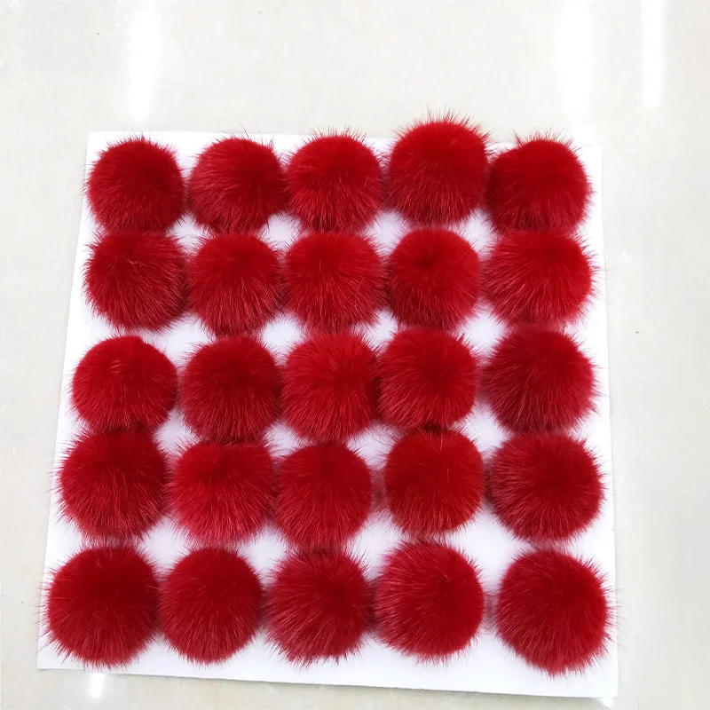 25 Pcs/Lot DIY 5cm Real Fluffy 100% Mink Fur Pompom Ball Necklace Earrings Handbag With Ring Hat Accessories Pom Wholesale