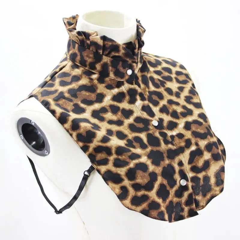 

Women Vintage Leoaprd Print Chiffon Half-Shirt Sweater Detachable Fake Collar