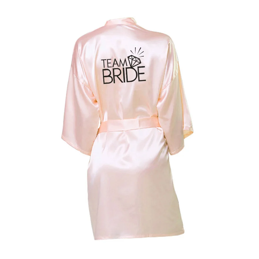 Team Bride-dark pink Свадебная вечеринка команда невесты халат кимоно атласная пижама халат Подружка невесты, сестра на заказ халаты - Цвет: Team Bride-dark pink
