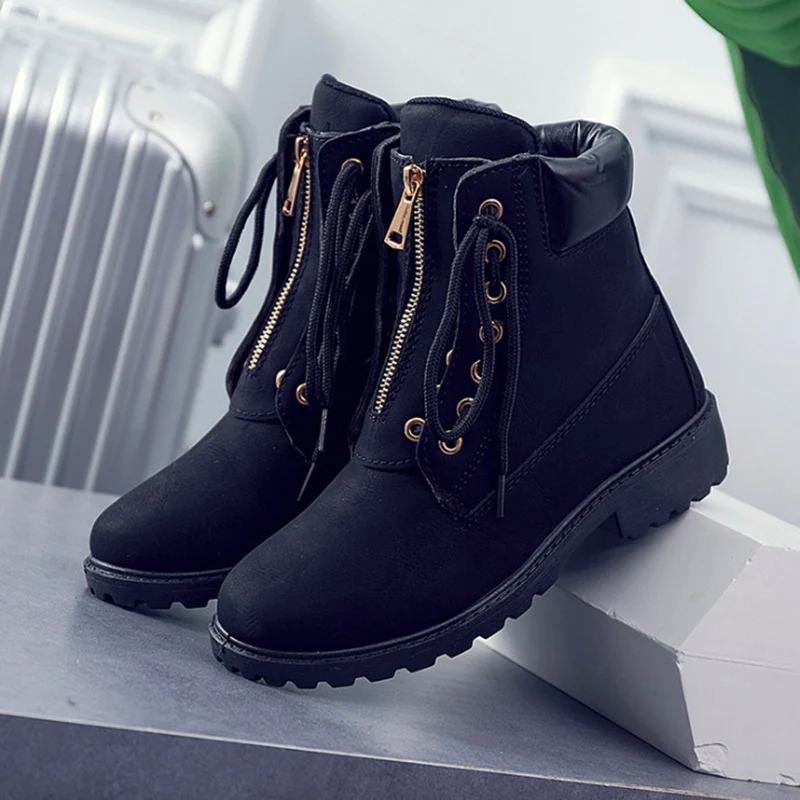 Женские ботинки 2018 ботильоны на низком каблуке Модные дышащие женские Ботинки