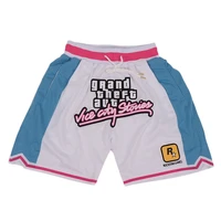 bg basketball shorts gta vice embroidery sewing zip pocket outdoor sport big size various styles white sandbeach shorts