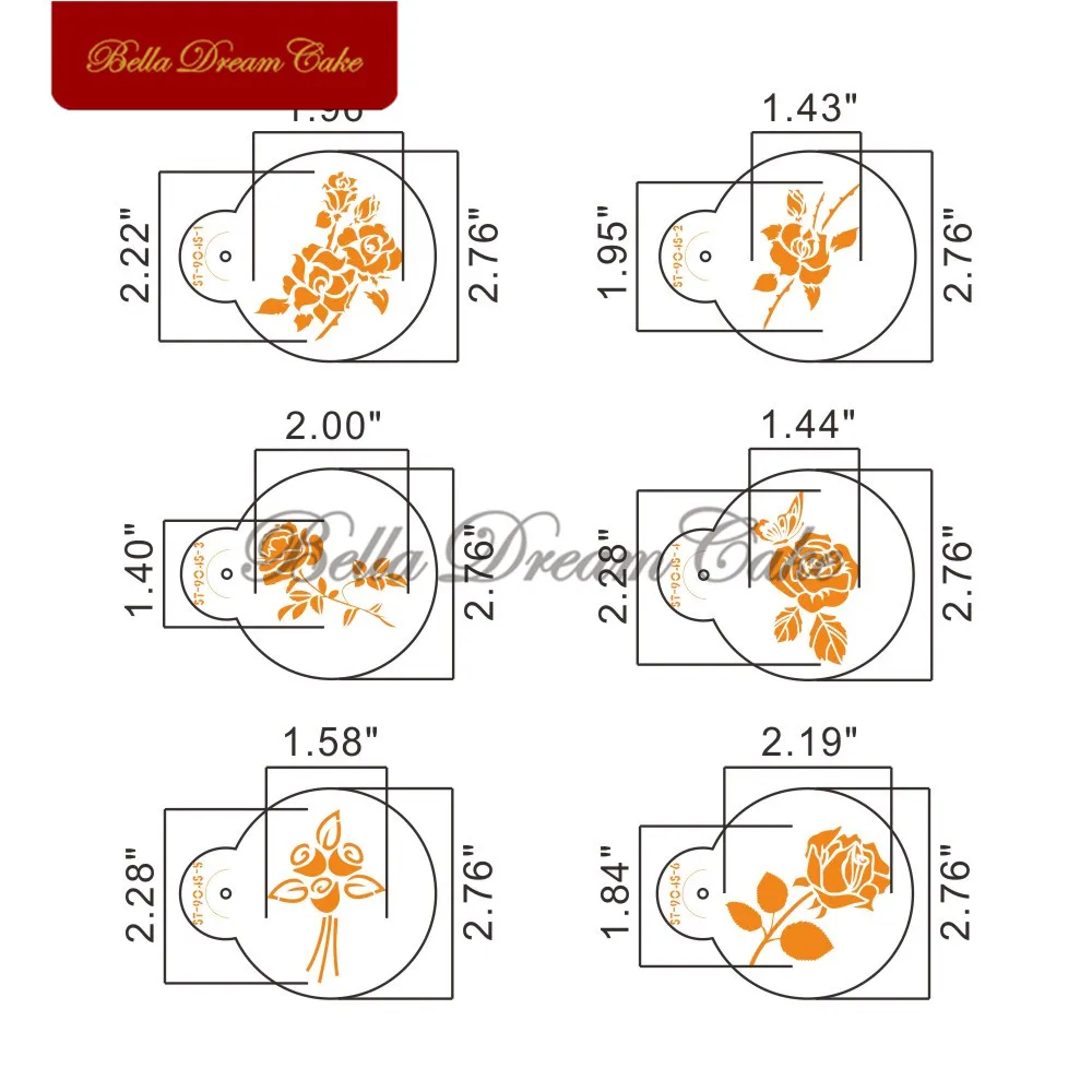 6 шт./компл. трафарет для печенья из цветов розы дизайн форма украшения кексов