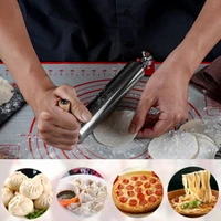 1 pcs easy dough roller pin stainless steel one handed labor saving rolling pin for kitchen baking tool