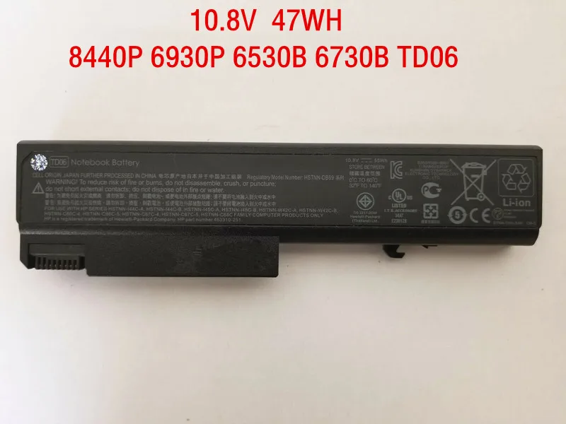 

47WH Genuine TD06 Laptop battery for HP EliteBook 8440p 8440w 6930p ProBook 6440b 6445b 6450 6450b 6530 6530B 6535B 6730B 6735B