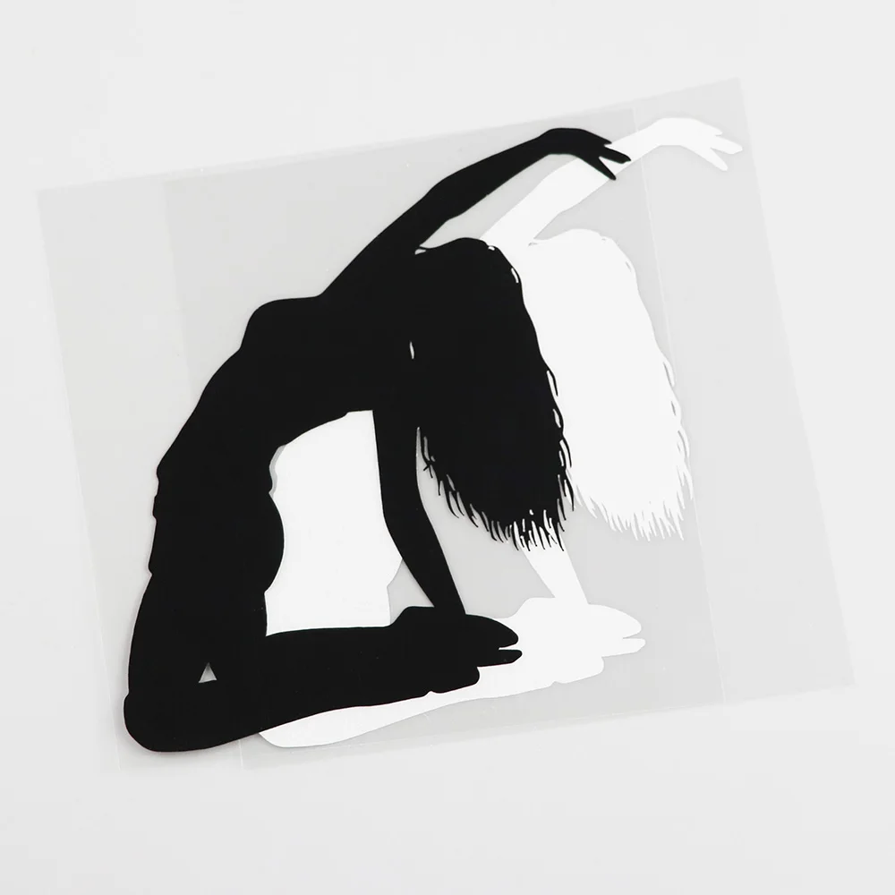 YJZT 12.5CMX12.4CM Hot Sexy Woman Dance Decal Vinyl Car Sticker Black/Silver 8A-0447