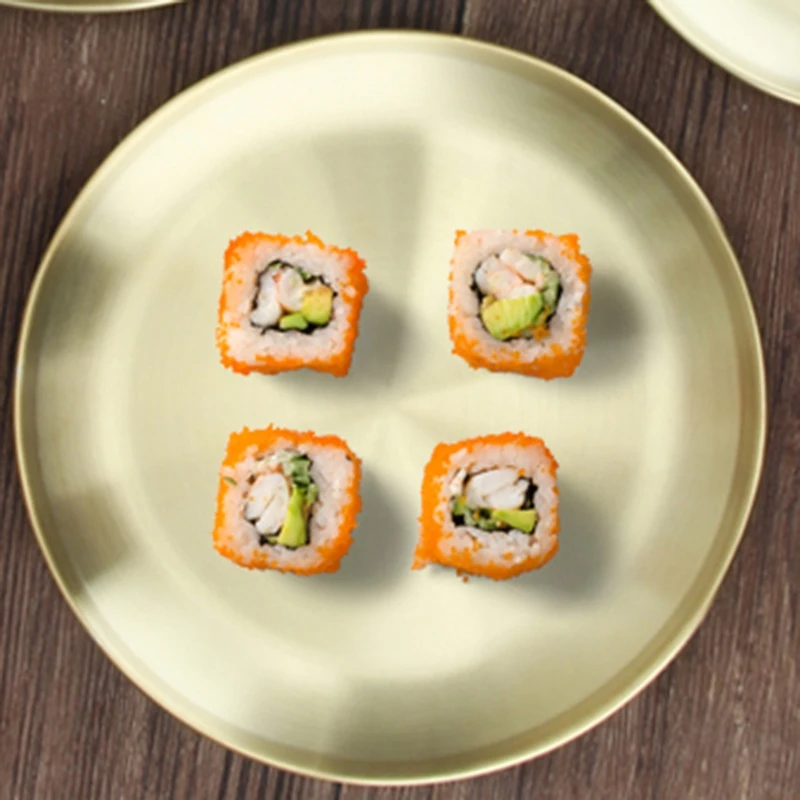 Утолщенный диск из нержавеющей стали золотой поднос для кафе фруктов торта