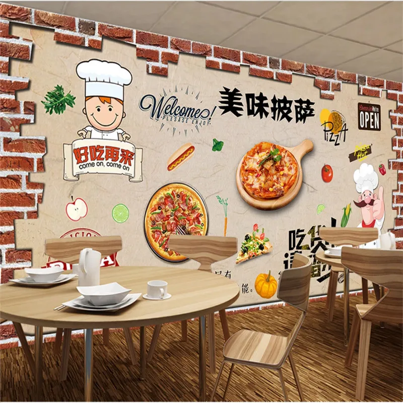 Роспись вручную мультфильм ретро персональный пицца настенная 3D Бумага западный