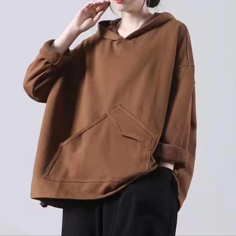 Осенняя свободная Черная Толстовка Max LuLu 2021 повседневный свитшот для фитнеса