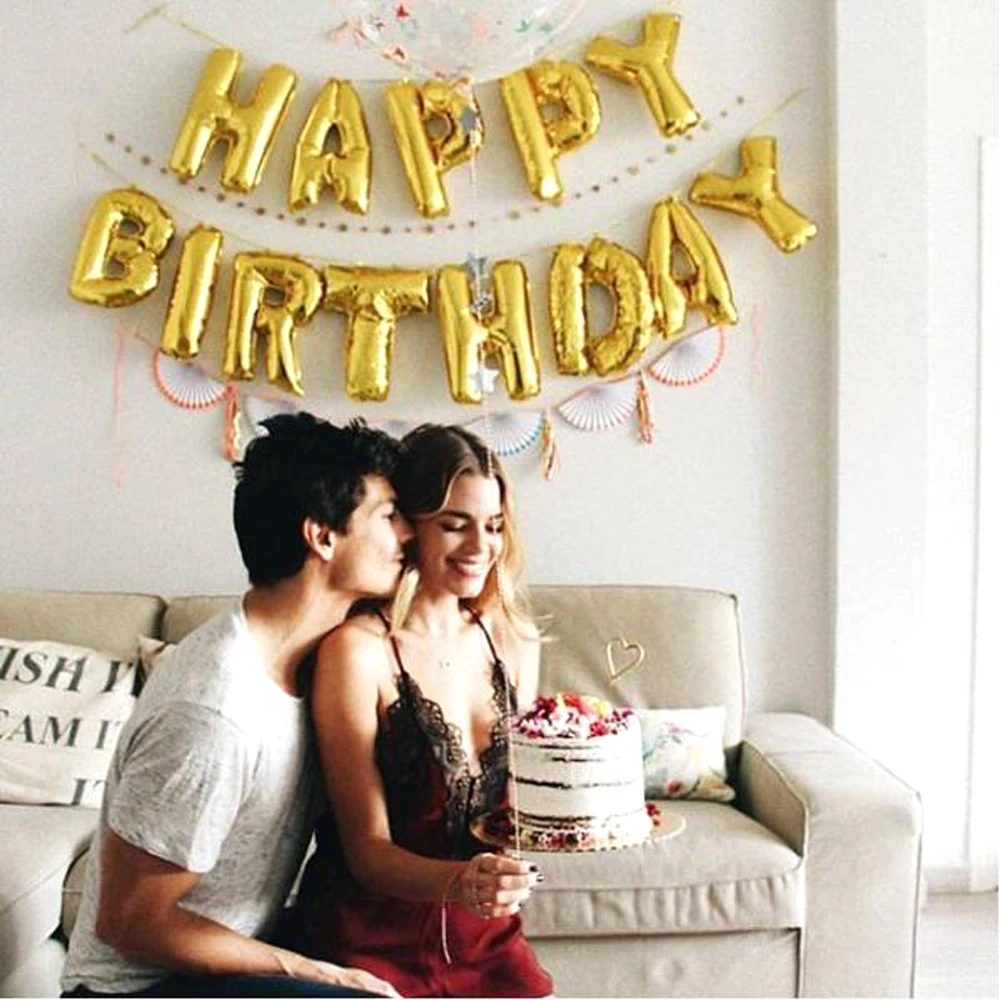 Воздушные шары из алюминиевой фольги с надписью Happy Birthday набор