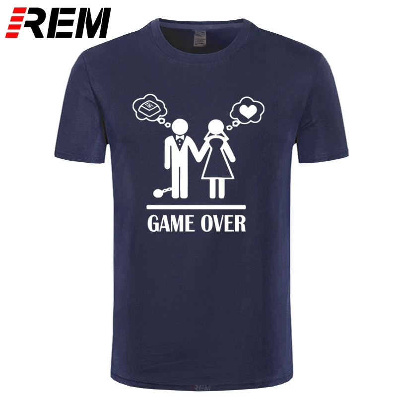 

Рем новая футболка Game Over, новый дизайн для свадьбы, пары, модные повседневные летние футболки в стиле хип-хоп, хлопковая футболка с коротким ...