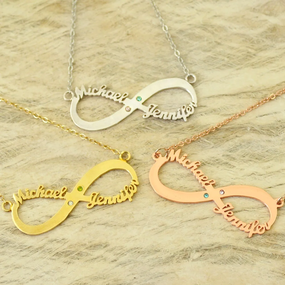 Ожерелье с именем на заказ ожерелье знаком бесконечности для матери подарок день