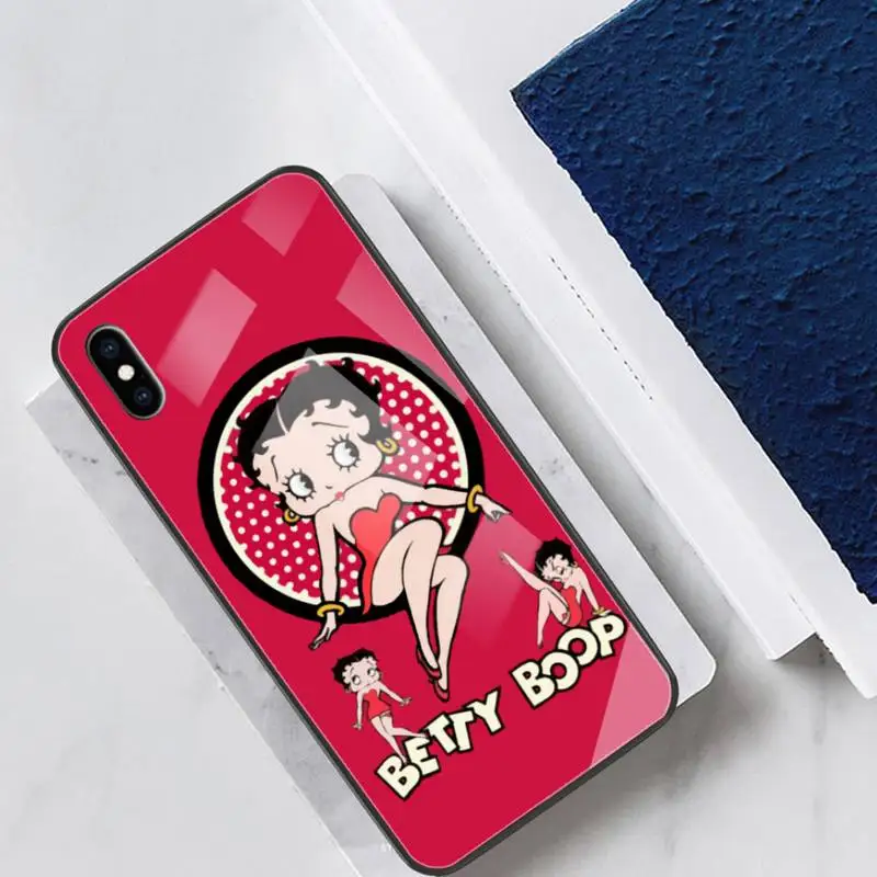 

Sexy Girl Betty Boop Glass Phone Case Fundas Coque Shell For IPhone 12 11 Pro Max Cases XR XS 7 8 Plus Cover Accessories Carcasa