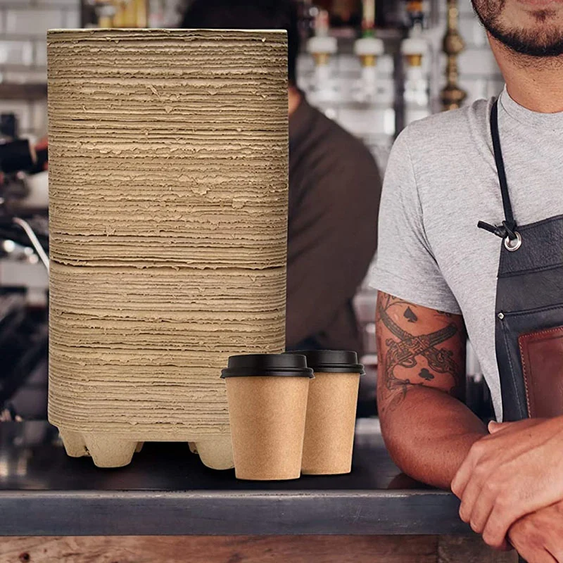 4 чашки одноразовый поднос для кофе (25 шт.) подстаканник прочный держатель