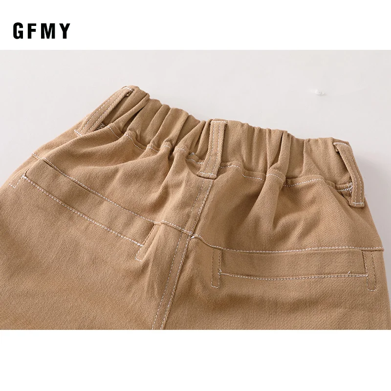 Штаны спортивные для мальчиков GFMY черные хаки однотонные с карманами Осень-зима