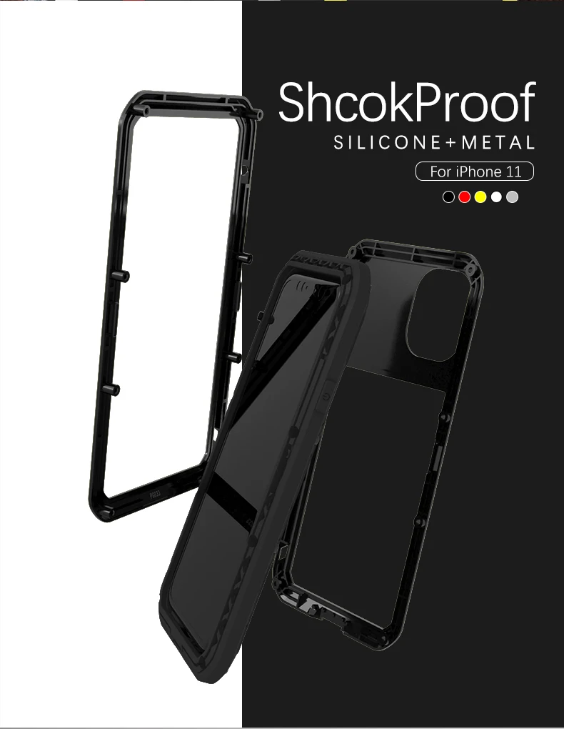 Противоударный металлический бронированный чехол на весь корпус для Apple iPhone 11