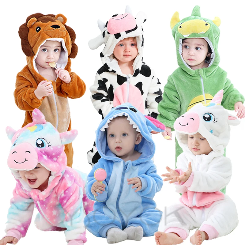 

Cute Cartoon Flannel Kigurumi Baby Rompers Novelty Rabbit Cotton Baby Boys Girls Animal Romper Unicorn Baby's Sets New born 2021