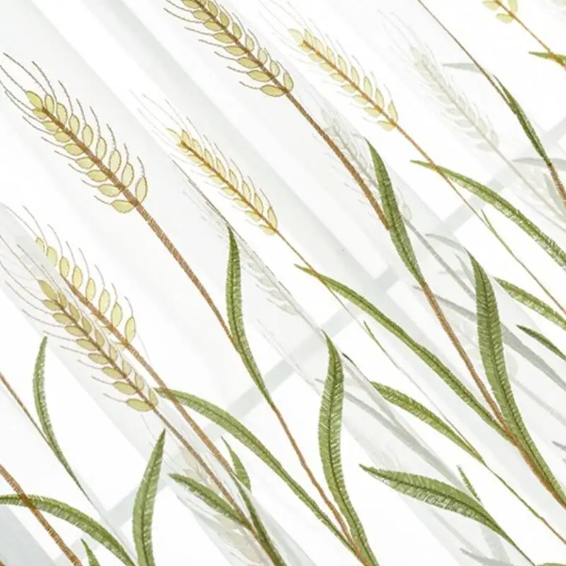 Белая прозрачная занавеска с рисунком пшеничных ушей деревенская вуаль для