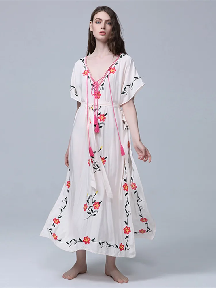 Длинное Хлопковое платье VERHELLEN в стиле бохо винтажные повседневные платья макси